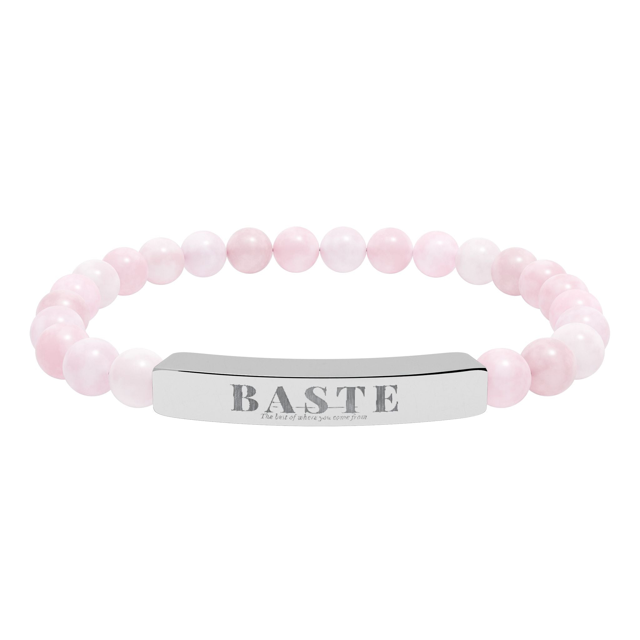 Natural Stone Stretch Bar Bracelet (Engraving)