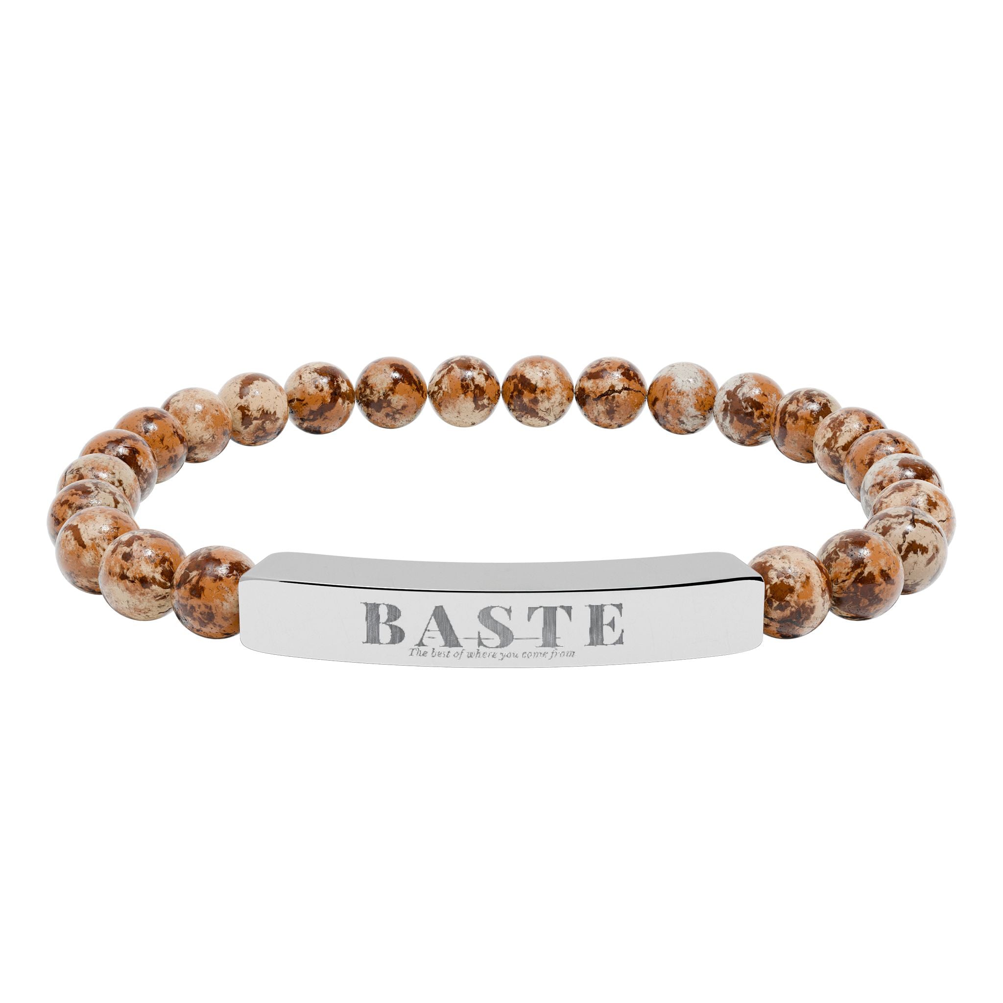 Natural Stone Stretch Bar Bracelet (Engraving)