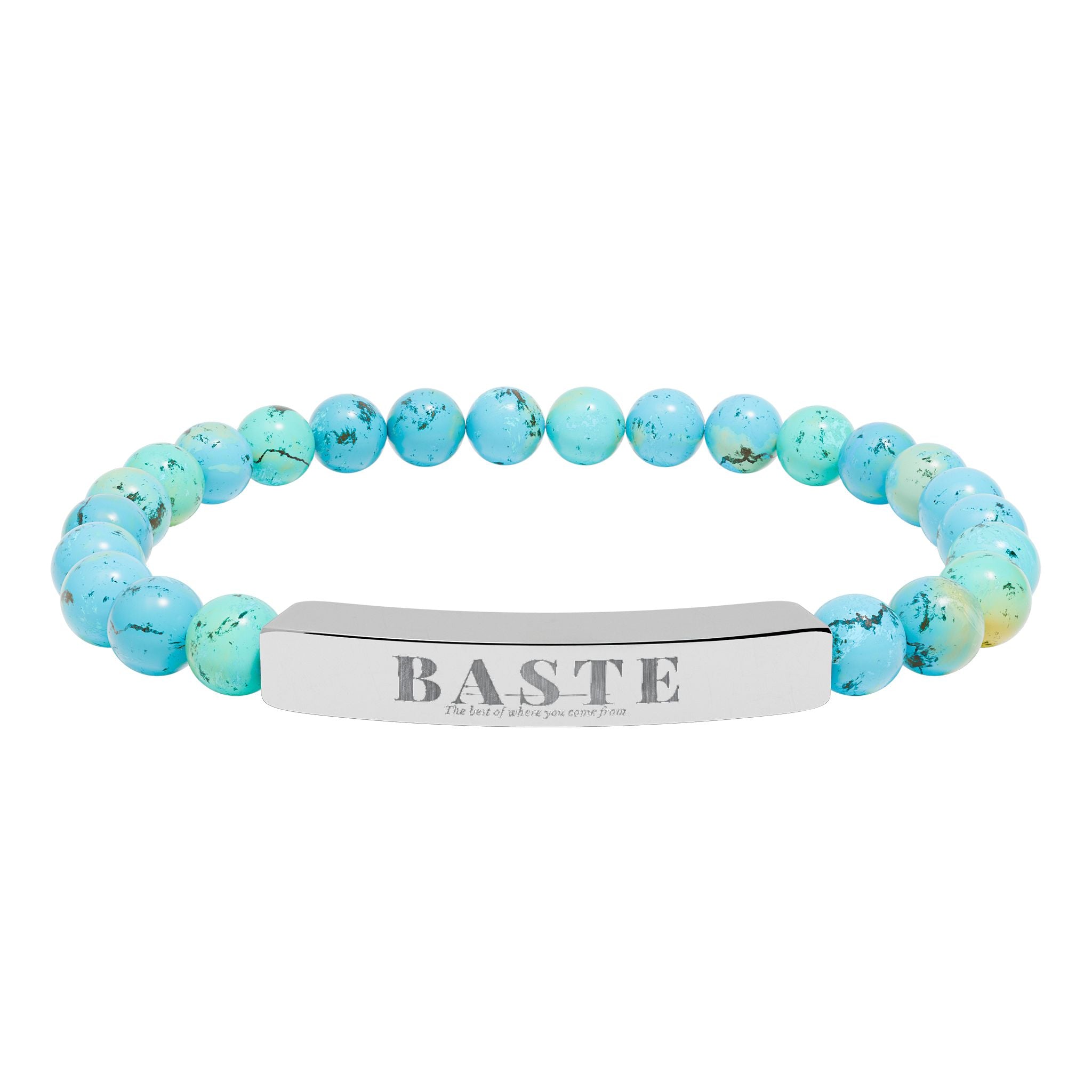 Natural Stone Stretch Bar Bracelet (Engraving)
