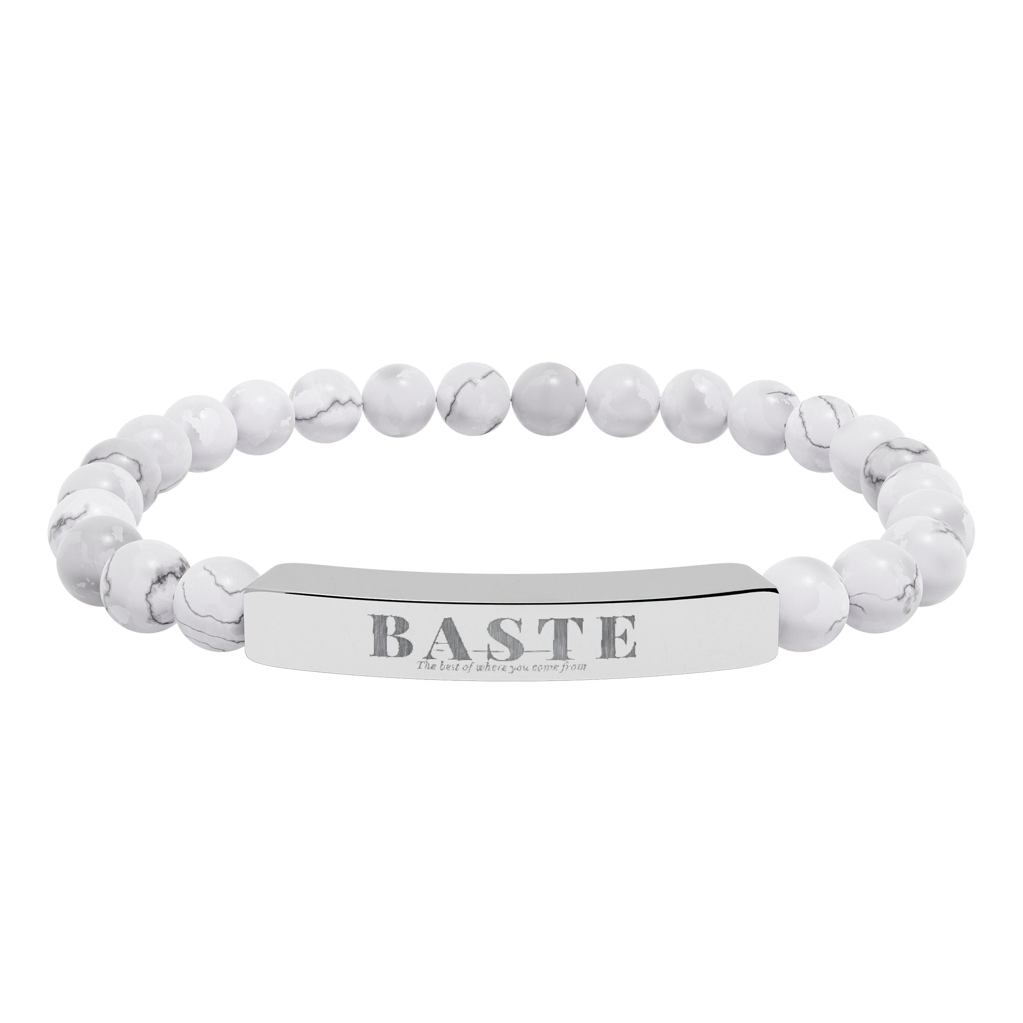 Natural Stone Stretch Bar Bracelet (Engraving)