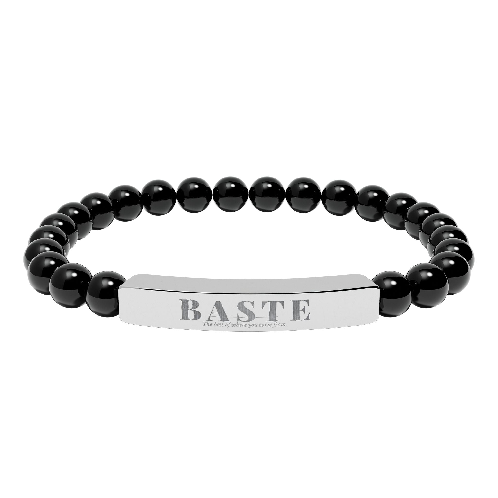 Natural Stone Stretch Bar Bracelet (Engraving)